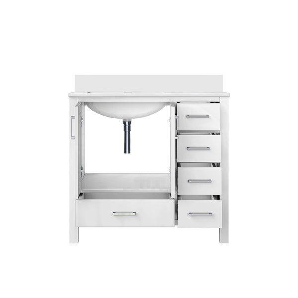 English Elm White Bath Vanity With White Quartz Top, Soft-Close Drawers, And Thoughtful Storage Solutions B2731P258814-GIGA