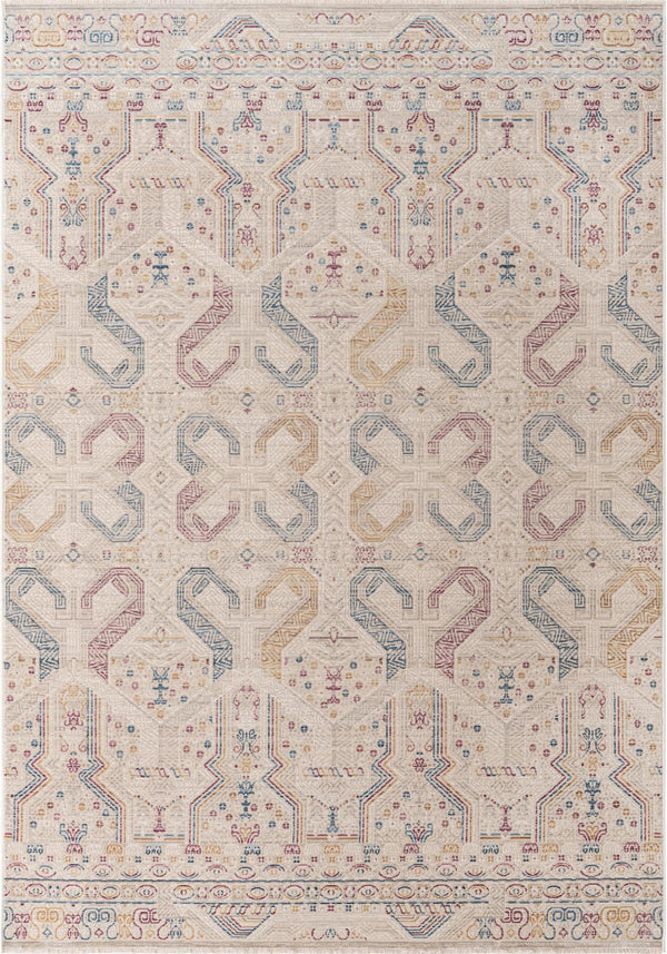 Unique Loom Deepa Congruence Machine Made Geometric Rug Ivory, Burgundy/Gold/Navy Blue 6' 1" x 8' 10"