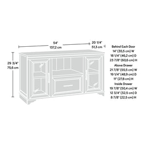 English Elm Credenza, Versatile Brown-Finish Storage Solution With File Drawers And Cable Management System B356P367828