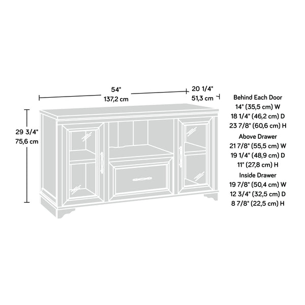 English Elm Credenza, Versatile Brown-Finish Storage Solution With File Drawers And Cable Management System B356P367828