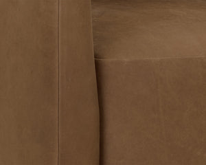 Sunpan Emilie Swivel Lounge Chair - Luxurious Nubuck Caramel Leather & Solid Oak Base for Ultimate Comfort