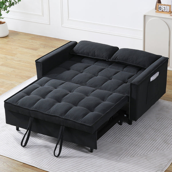 English Elm 54.30" Convertible Sofa Bed with Solid Wood Frame, 500lb Capacity, Fabric Upholstery, Beige-Dark Gray Options W1658P292360