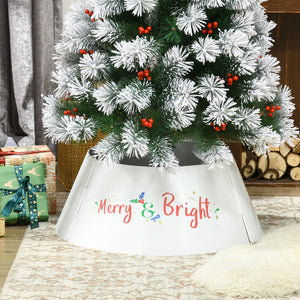 English Elm HOMCOM Cream White 26" Christmas Tree Collar Ring – Metal Stand Cover, Pet-Safe, Wrinkle-Free Decor W2225P173952