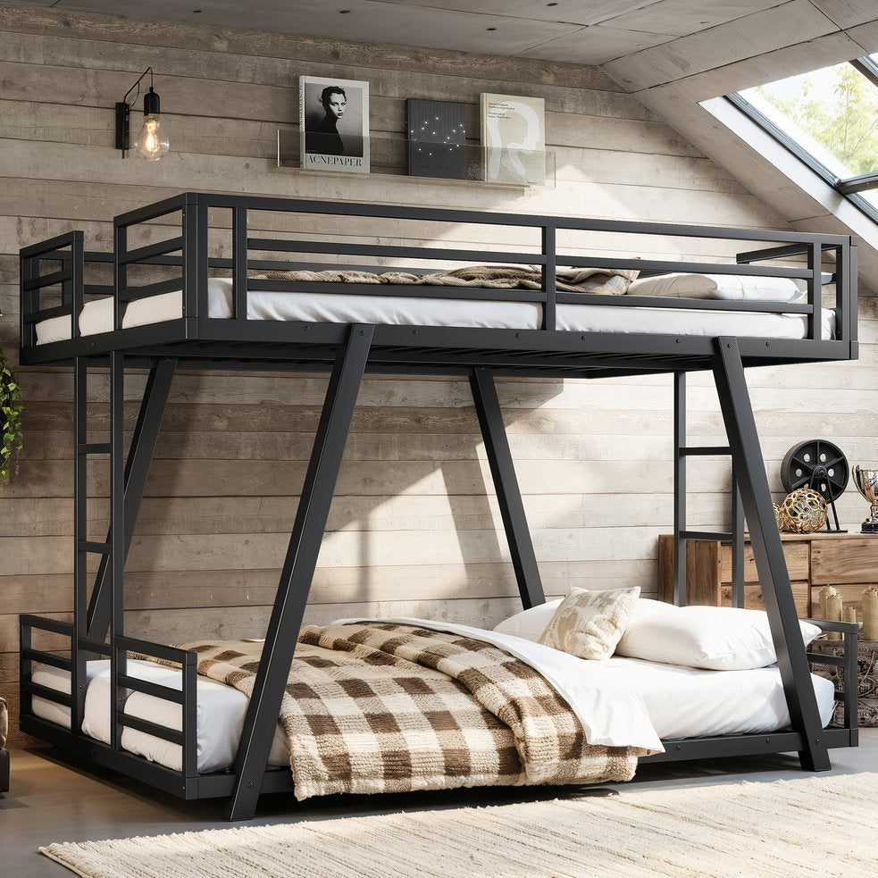 English Elm Twin Over Metal Bunk Bed with Led Lights Usb Ports Drawers and Sofa Conversion W5305S00054