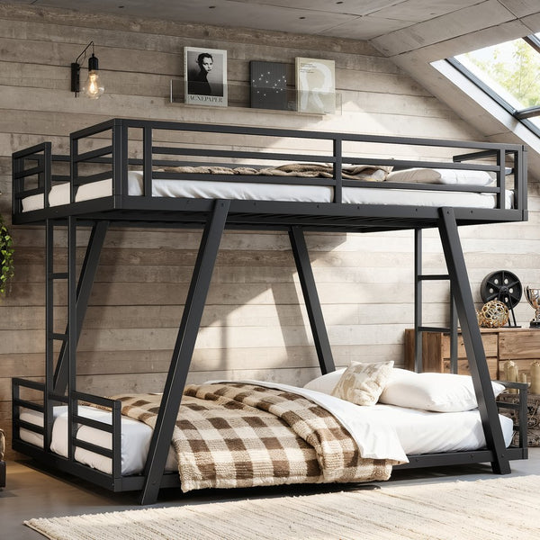 English Elm Twin Over Metal Bunk Bed with Led Lights Usb Ports Drawers and Sofa Conversion W5305S00054
