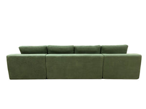 English Elm Coffee-bean Curved Upholstered Sectional Sofa with Plush Seating and Built-in Side Pocket Dark Green B2748S00129
