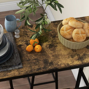 English Elm HOMCOM Industrial 5-Piece Bar Table Set for 4 with Woodgrain Top, Metal Frame, Space-Saving Design W2225P200562