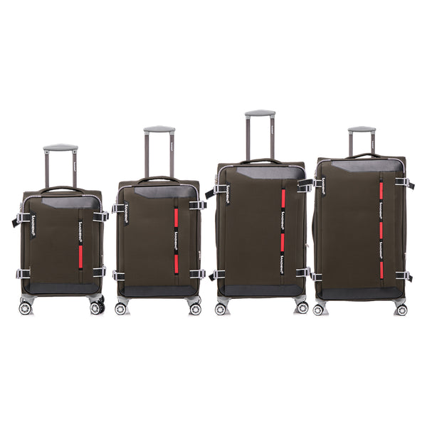 English Elm Softside Expandable Spinner Luggage Set Four Piece Lightweight Travel Collection Sage Green T3292P343901