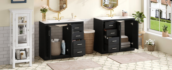 English Elm 72'' Bathroom Vanity Set With Soft-Close Drawers, Elegant Ceramic Sink & Ample Storage Solutions N710SS00013B