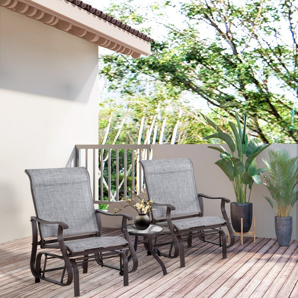 English Elm Outsunny Outdoor Glider Chair - Durable Steel Frame, Breathable Mesh, Perfect For Patio & Garden Comfort W2225P200748-GIGA