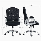 English Elm Vinsetto Home Office Chair, Velvet Computer Chair, Button Tufted Desk Chair With Swivel Wheels, Adjustable Height, and Tilt Function, Black