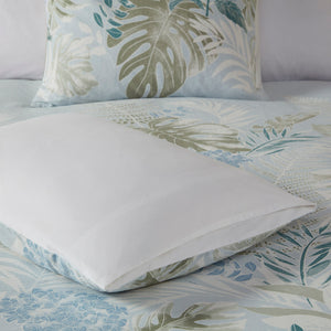JLA Home Harbor House Blue - 5 Piece Cotton Duvet Cover Set Kiawah Island Tropical Print Blue-Green Embroidered Pillows, OEKO-TEX Treated, Machine Washable HH12-1854