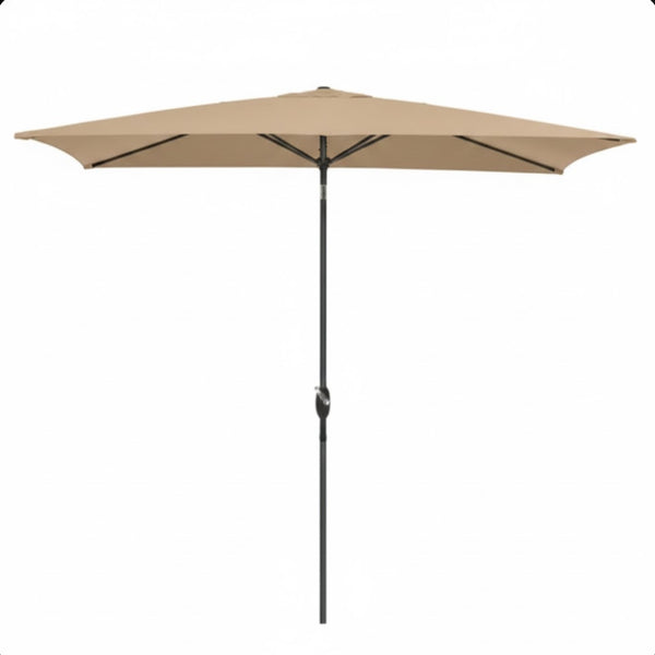 English Elm 6.5 X 10 Ft Rectangular Outdoor Patio Umbrella with Crank Tilt Uv Resistant Canopy Khaki B082P454989