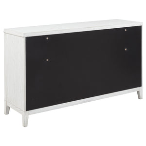 English Elm Inverness Six Drawer Farmhouse Dresser Distressed White Oak Veneer Brass Pulls B062P447818