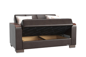 English Elm Primenest Zenaero X Convertible Loveseat With Storage - Stylish Comfort For Small Spaces, Brown Pu B030P281778-GIGA