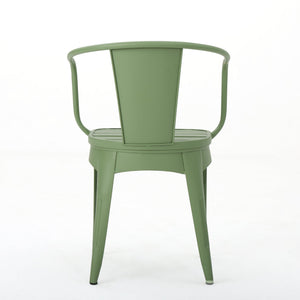 English Elm Colmar Outdoor Iron Bistro Set Powder Coated Slatted Armchairs Round Patio Table Green 56558.00MCG