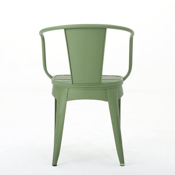 English Elm Colmar Outdoor Iron Bistro Set Powder Coated Slatted Armchairs Round Patio Table Green 56558.00MCG