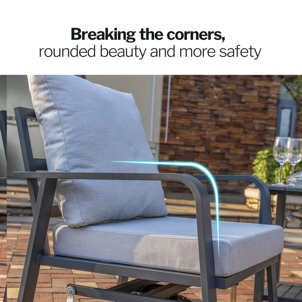 English Elm Fr Aluminum Patio Sofa Set with Swivel Rocker Memory Foam Cushions Outdoor Living W5382P440152
