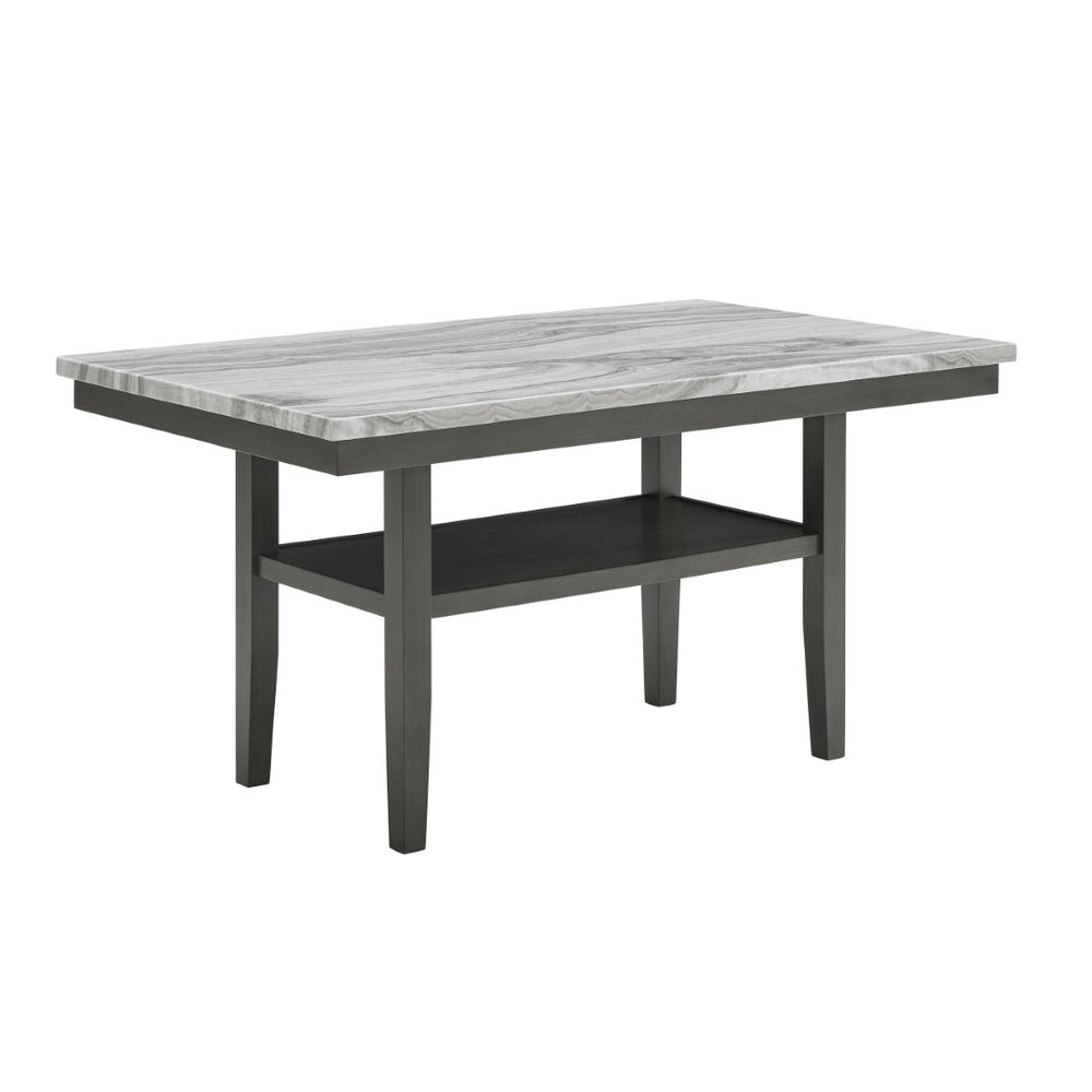 English Elm Selena 60" Gray Faux Marble Dining Table With Storage Shelf - Chic Design & Modern Style For 6 B061P406085-GIGA