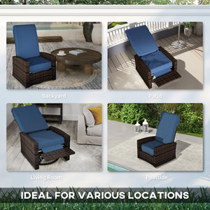 English Elm Outsunny Pe Rattan Swivel Recliner Outdoor Chair with Footrest and Padded Cushions W2225P485593