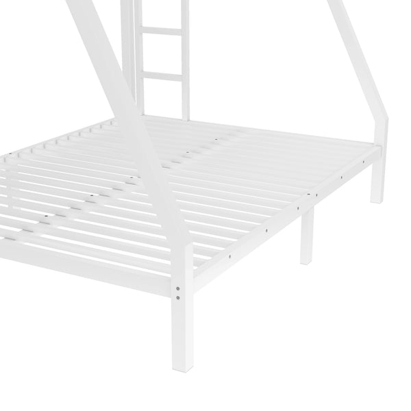 English Elm Metal Twin Over Full Bunk Bed White Steel Frame Space Saving Slat Support for Teens W1580P383994