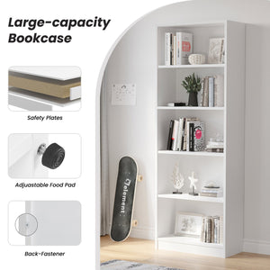 English Elm Bookcase Durable 3-Shelf Wood Freestanding Bookcase with Adjustable Shelves for Home Office Storage White T3623P381109