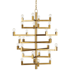 Andre Chandelier - Stunning Brass Modern Light Fixture with 36 Bulb Capacity for High Ceilings