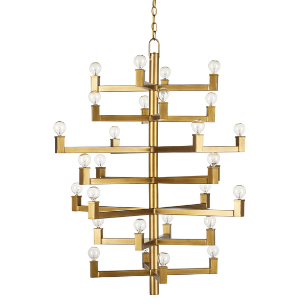 Andre Chandelier - Stunning Brass Modern Light Fixture with 36 Bulb Capacity for High Ceilings