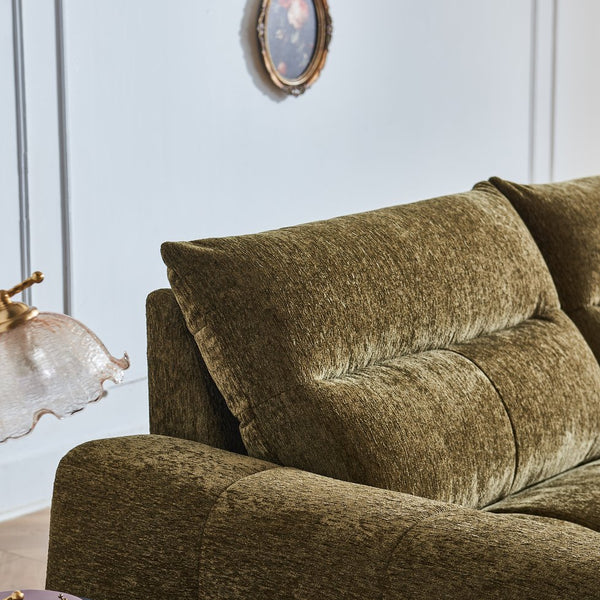 English Elm Premium Chenille High-back Sofa Solid Hardwood Frame Ergonomic Seat for Spacious Living Green W1765S00139