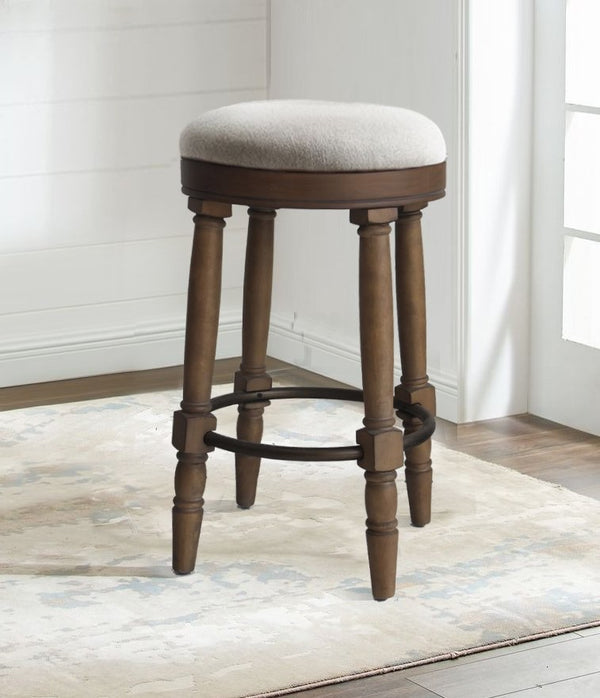 English Elm AGODY 26" Counter Height Swivel Bar Stools Set of 2 with Upholstered Seats and Sturdy Rubberwood Frame Light Oak W2170P208102
