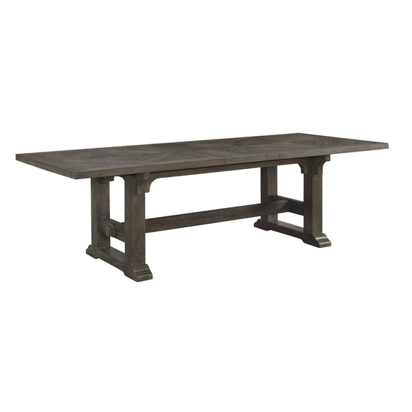 English Elm Classic Ash Veneer Extendable Dining Set with Four Upholstered Chairs Seats Six B011S02466