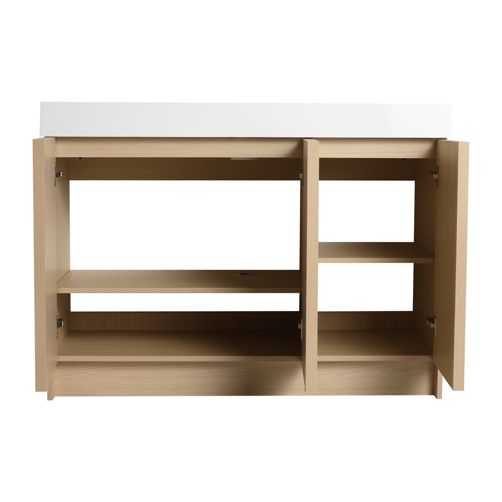 English Elm 48" Freestanding Bathroom Vanity with Thick Resin Sink, Soft-Close Doors, Adjustable Shelves, Durable Finish Oak W999S00265
