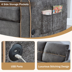 English Elm Swivel Barrel Accent Chair Chenille Tufted Round Club Seat for Living Room Lounge Grey N719S002330E