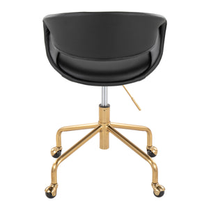 English Elm Task Chair with Chrome Five Star Base Grey Fabric Seat for Modern Home Office Use Black,Gold B202P474185