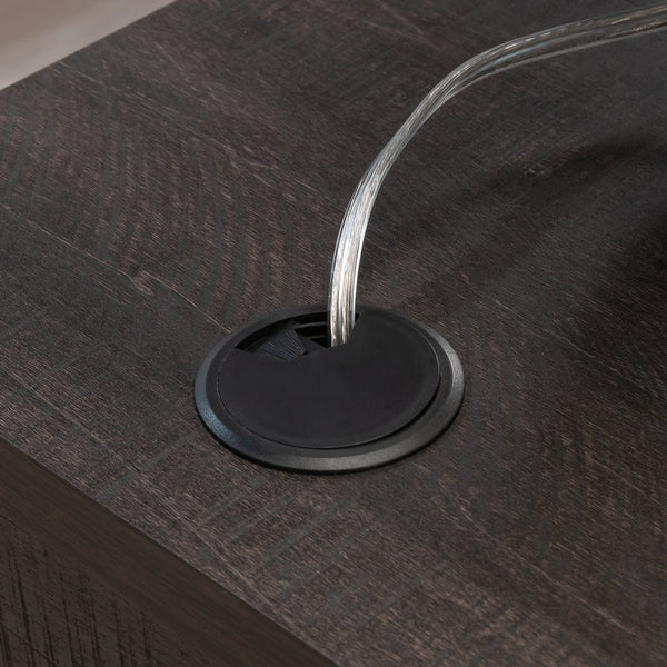 English Elm L-Shaped Desk In Sleek Black Finish - Spacious Corner Workspace With Durable Design & Storage Solutions B356P367899