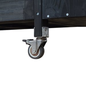 English Elm Foldable Outdoor Kitchen Cart with Stainless Worktop Fir Wood Frame and Lockable Wheels Black N719P380279B