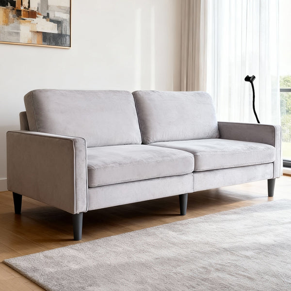 English Elm Modern Linen Loveseat with Washable Cover Spring Cushions Solid Frame Small Spaces W5052S00001