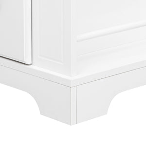 English Elm K&k Rolling Kitchen Island Six Drawers Drop Leaf Built-in Charging Vintage Style White N707S307292W