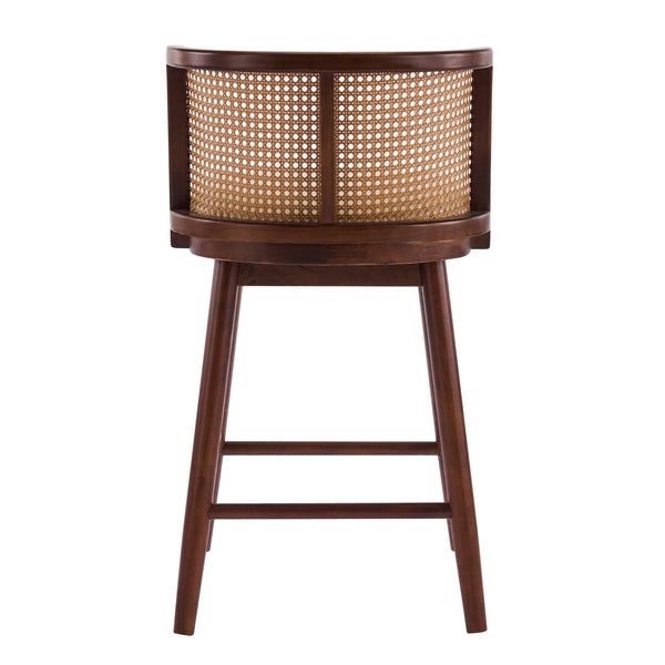 English Elm Talia Rubberwood Counter Stools with Rattan Back Cushioned Seat Scandinavian Set of 2 N775P369555D-S4