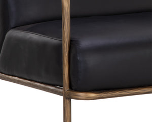 Sunpan Lathan Lounge Chair - Handcrafted Minimalist Design with Antique Brass Frame for Luxurious Spaces Charcoal Black Leather