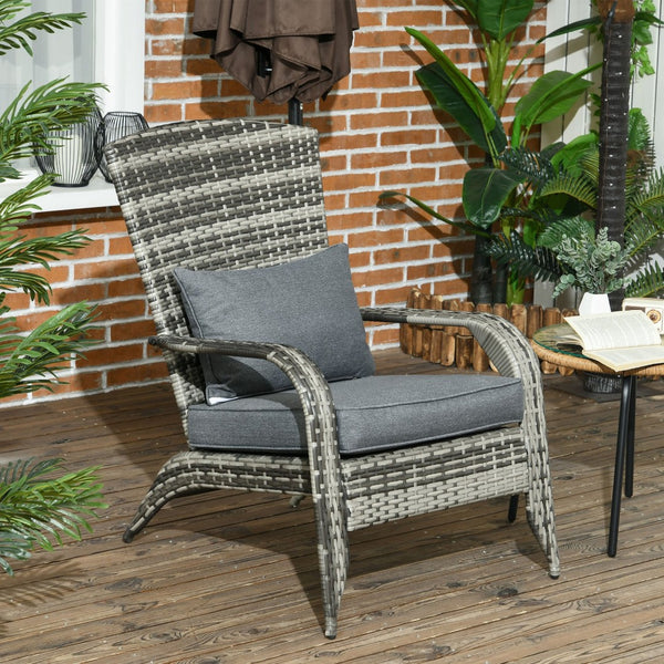 English Elm Outsunny Adirondack Wicker Chair With Soft Cushions, All-Weather Design For Patio & Garden Comfort W2225P200657-GIGA