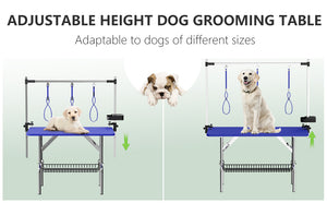 English Elm 47'' Stainless Steel Foldable Pet Grooming Station with Adjustable Arm Noose Mesh Tray Blue W3587P462638