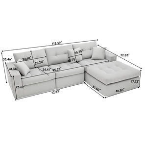 English Elm Corduroy L-shaped Sectional Sleeper Sofa No Assembly Needed for Apartments Black W5532S00028