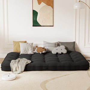 English Elm 8 Inch Foldable Corduroy Floor Mattress Full Size Sofa Bed Guest Sleeping Pad Black T3210P477351