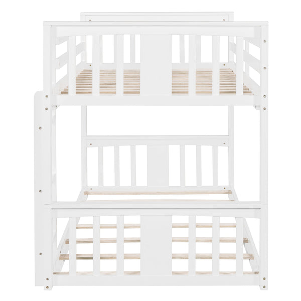 English Elm Twin Over Kids Bunk Bed Solid Pine Frame Gray Finish with Safety Guardrail N708P242163K