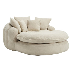 English Elm Oversized Memory Foam Chenille Bean Bag Sofa with Wrap-Around Backrest and Lumbar Support for Adults Beige W395P359408