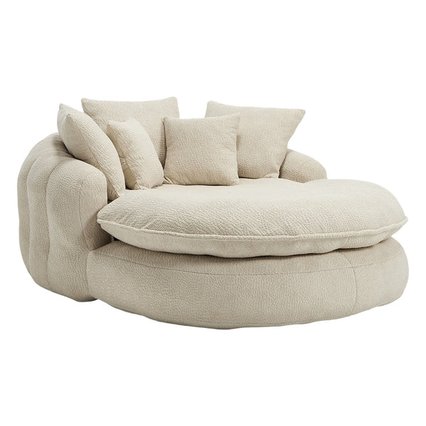 English Elm Oversized Memory Foam Chenille Bean Bag Sofa with Wrap-Around Backrest and Lumbar Support for Adults Beige W395P359408