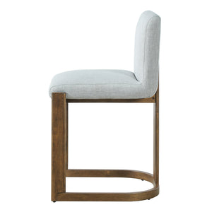 English Elm Modern Linen Upholstered Counter Stools Set of 2 with Rubberwood Legs for Kitchen Island Light Grey,Walnut N762P395711G