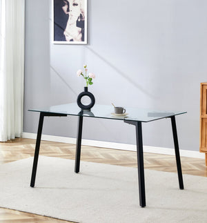 English Elm Glass Dining Table - Modern 130X80 Cm Tempered Glass Top For 4, Easy Assembly & Chic Design W370S00052