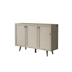 English Elm Storage Cabinet With Three Doors - Versatile Gray Wood Sideboard Buffet For Kitchen & Living Room W2702P202500-GIGA